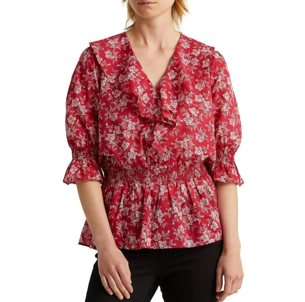 Lauren Ralph Lauren Floral Cotton Ruffle Blouse
